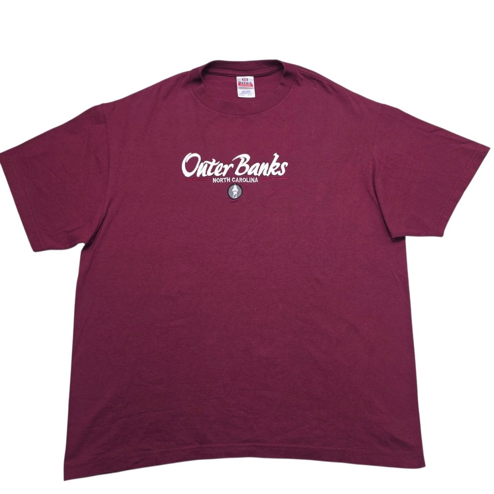 Intex Outer Banks North Carolina Embroidered T-Shirt Maroon XL Heavy Cotton